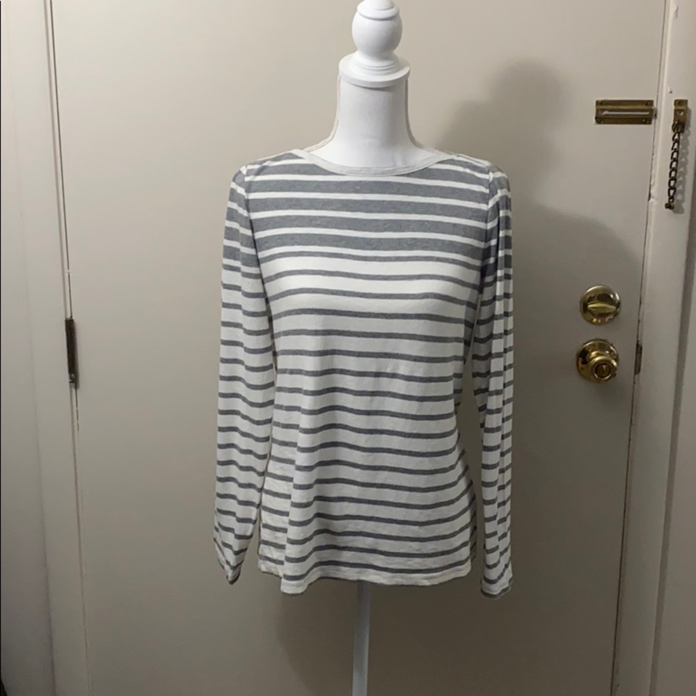 J.Crew Artist T Gray and White Striped long sleeve